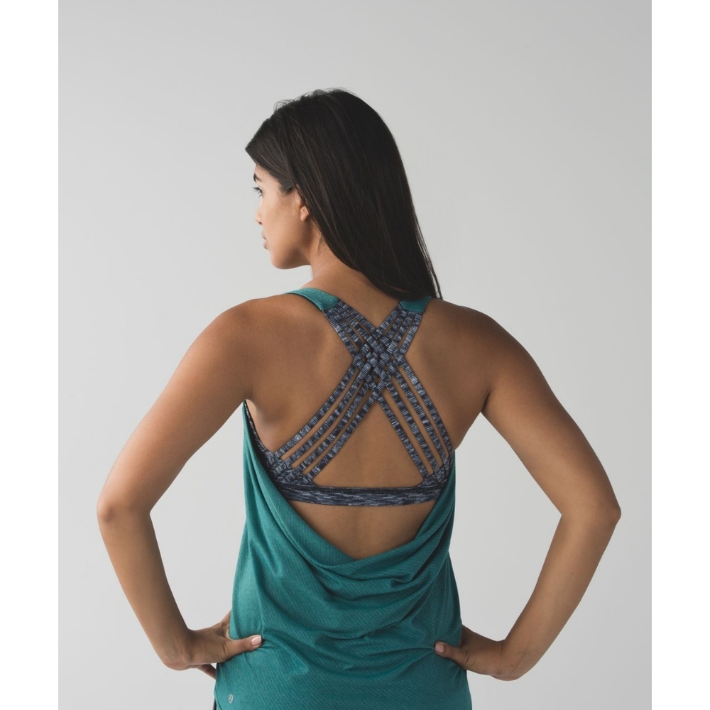 Lululemon Wild Tank Heathered Forage Teal / Dramatic Static White Black 6